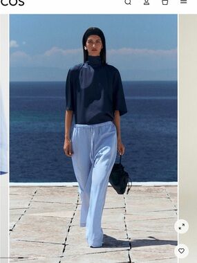 COS Sky Blue Wide-Leg Drawstring Pants